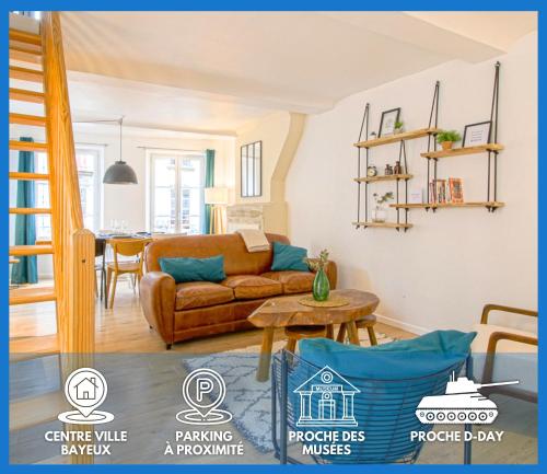 Freedom Grand Triplex lumineux décoration contemporaine - PLEIN CENTRE HISTORIQUE BAYEUX - PARKING GRATUIT A PROXIMITE PROCHE COMMERCES RESTAURANTS - PLAGES DU DEBARQUEMENT