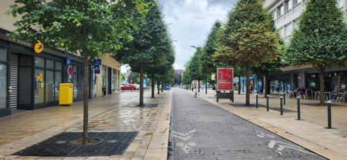 pusta ulica w mieście z drzewami i budynkami w obiekcie Ville de Coeur w mieście Thionville