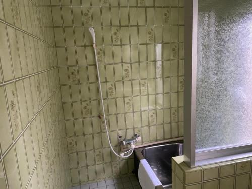 a bathroom with a shower and a sink at HOTEL Saboten Apartment in Miyoshi