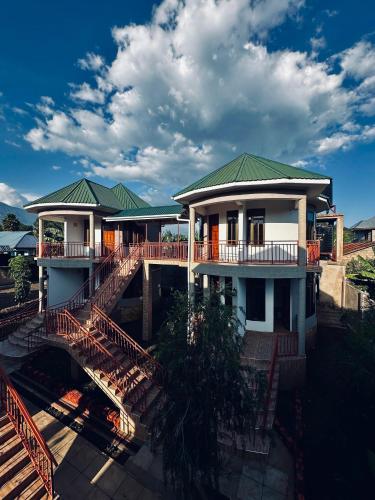 an aerial view of a house with a deck at Wademac Arusha Inn Hotel in Arusha