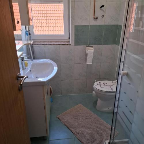 a bathroom with a sink and a toilet at Apartments Oliva - Maslina in Bilice