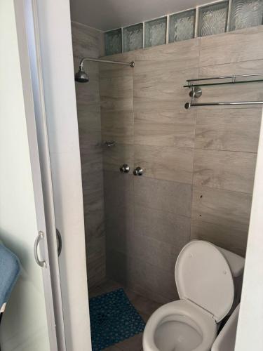 マプトにあるTulipa Guest houseのトイレとシャワー付きのバスルーム