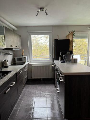 a kitchen with a sink and a counter top at Flat near Strasbourg in Offendorf