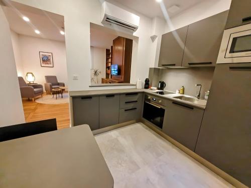 a kitchen with a sink and a counter top at Appartement Premium dans une belle demeure - Hyper centre-ville de Reims in Reims