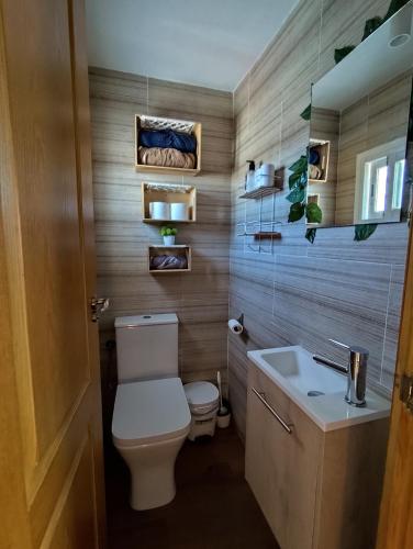 a bathroom with a toilet and a sink at Apartamento Estudio Terraza Privada in Almuñécar
