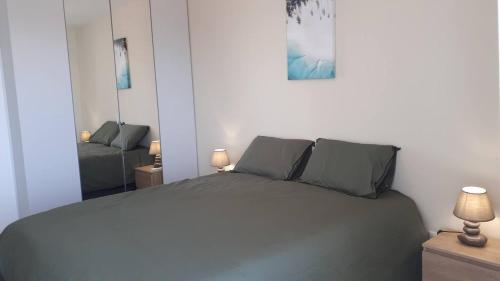 Postel nebo postele na pokoji v ubytování Superbe appartement neuf avec terrasse et parking privé
