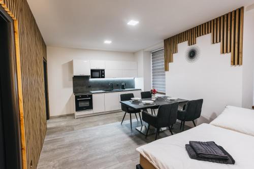 Kuchyň nebo kuchyňský kout v ubytování Apartmány U Doskočilů