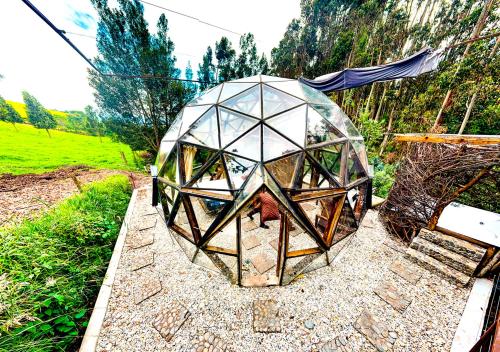 an iglooolithicolithicolithic house with a glass dome at Finca San Pedro in Hacienda Santa María