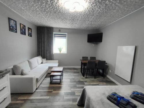 a living room with a couch and a table at 721 Slate Apartament Jedlina-Zdrój in Jedlina-Zdrój