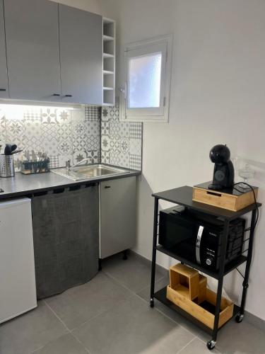 une cuisine avec un évier et un plan de travail dans l'établissement JUST Cocooning, à Carpentras