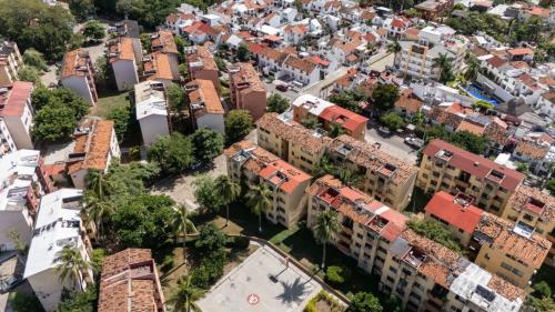 an aerial view of a city with buildings at Departamento Chahué in Santa Cruz Huatulco