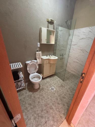 a bathroom with a toilet and a sink and a shower at NEKZA TEMPORARIOSs in Resistencia