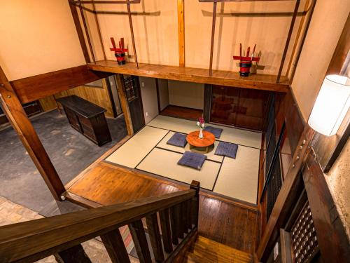 an overhead view of a room with a table at NIPPONIA Sado 佐渡相川 金山町 in Sado