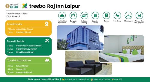 a screenshot of aediaediaedia lilitourt webpage with a hotel room at Treebo Raj Inn Lalpur in Rānchī