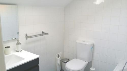 リスボンにあるCasa Moniz - 4é ètageの白いバスルーム(トイレ、シンク付)