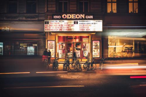 a group of bikes parked in front of a store at Das HOB - Hotel Original Bamberg in Bamberg