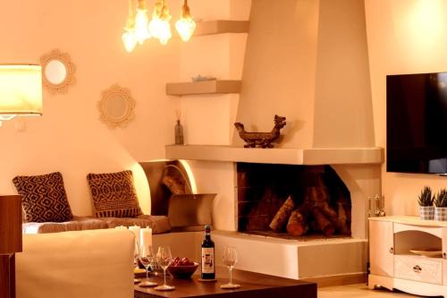 Χώρος καθιστικού στο Cyan Villa