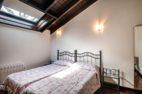 a bedroom with a bed and a skylight at Apartamento Tejasturias in Noriega