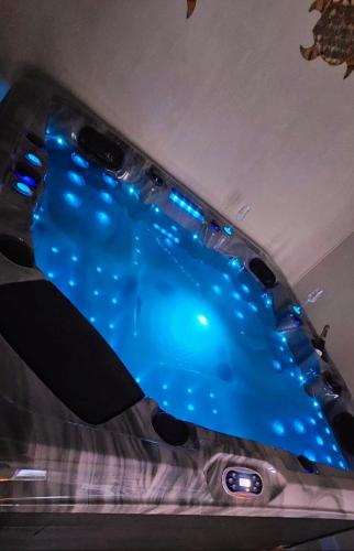 a car with blue lights on top of it at Gîte le temps d'un instant in Samer