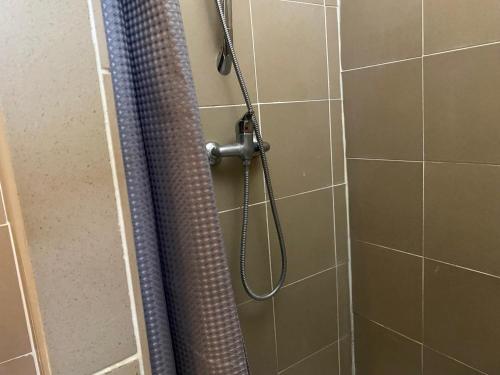 a shower in a bathroom with a shower head at maison week end vacances 1H Paris Ouest in Connelles