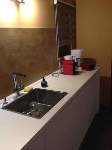 a kitchen with a sink and a counter top at Les Gîtes "Le Petit Val" in Durbuy
