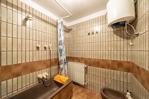 a bathroom with a sink and a bath tub at Residence Sole - Adamello in Ponte di Legno