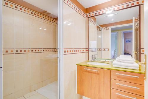 une salle de bain avec douche et lavabo dans l'établissement 