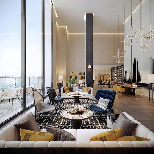 a living room with couches and a table at InterContinental Halong Bay Resort by IHG in Ha Long