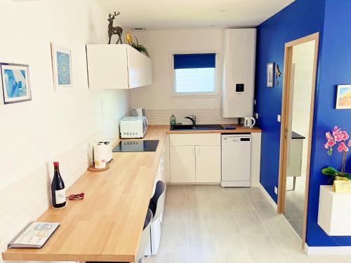 Kuchyň nebo kuchyňský kout v ubytování Studio La Fontaine cosy et climatisé 2 personnes