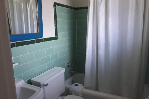 a bathroom with a white toilet and a sink at Arrow Motel by OYO Near Downtown in Orlando