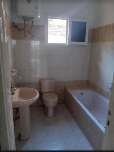 a bathroom with a toilet and a tub and a sink at luxor in Luxor