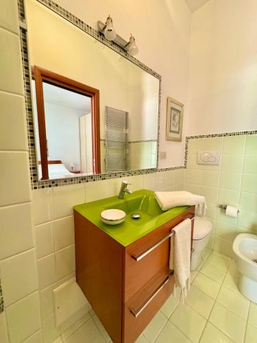 a bathroom with a green sink and a toilet at PonzaSmeralda Le Forna in Ponza