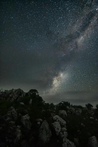a starry night with the milky way in the sky at Eco-Suite Estación Penitente in Minas