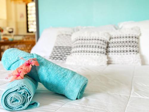 Un ou plusieurs lits dans un hébergement de l'établissement Charming cozy beachfront studio with parking and wifi