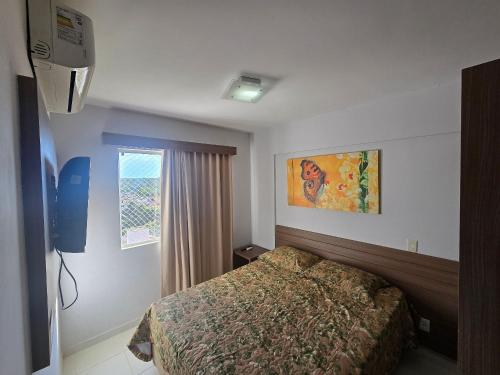 Postel nebo postele na pokoji v ubytování Apartamentos em Rio Quente com maravilhosa área de lazer e excelente localização