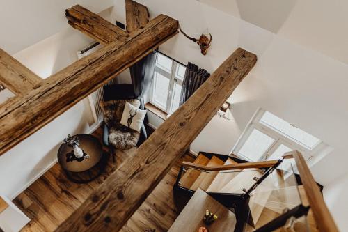 an overhead view of a staircase in a house at Stadt Land Fluss Boutique Aparthotel by Zollhaus in Forchheim