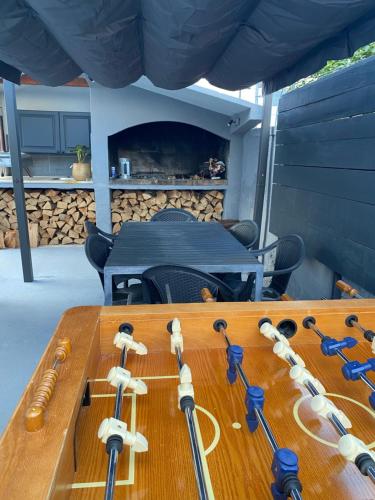 a group of baseball bats on top of a table at Apartments Fishers in Vodice