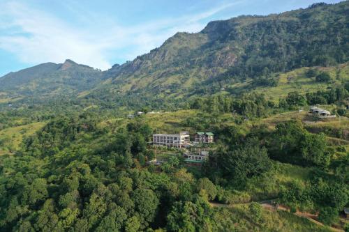 an aerial view of a resort on a mountain at Akway Resort Beragala Haputale in Beragala