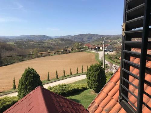 a view of a field from a roof at Seosko turističko domaćinstvo Jolović GUČA Veles in Guča