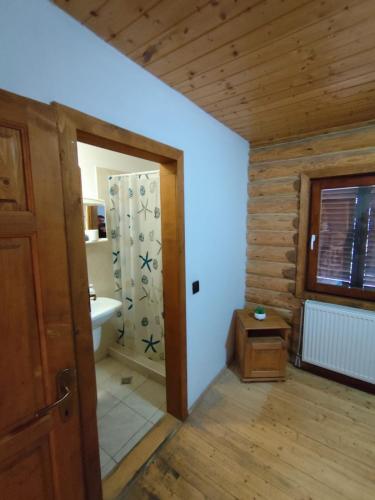 a bathroom with a toilet and a sink in a room at Veresko Villa in Lacu Rosu