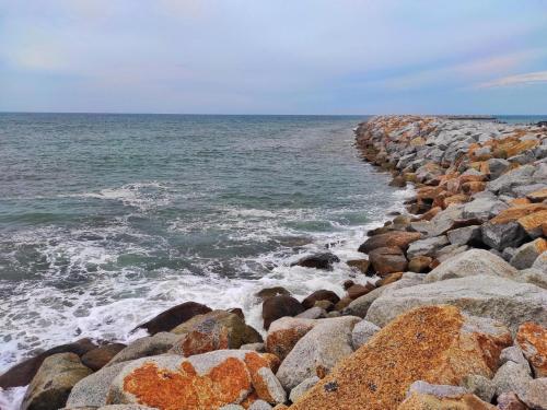 a group of rocks on the shore of the ocean at Hotel O Fajar Baru Boutique Hotel in Kuala Terengganu