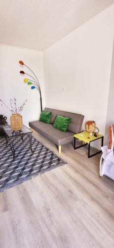 ル・グロー・デュ・ロワにあるThe Driant beach is 50m and 150m from the centerのソファとテーブルのあるリビングルーム