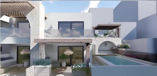 a rendering of a house with a swimming pool at Datek's Apartments in Ulcinj