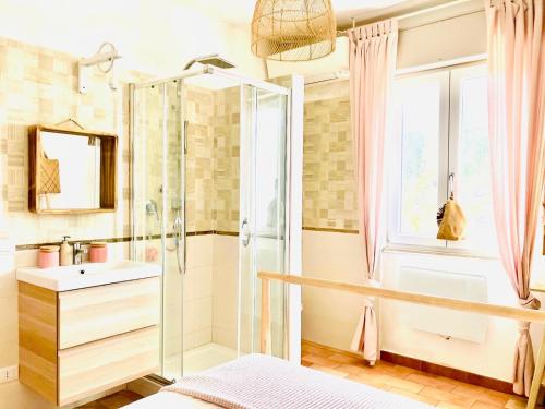 a bathroom with a shower and a sink at Baia dell Alba in Termoli
