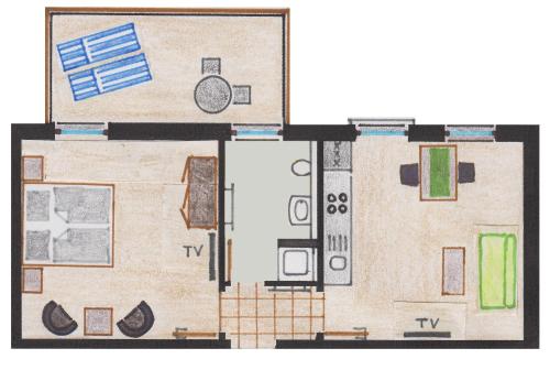 a floor plan of aominiumominium with aominium at Ferienwohnungen Familie Neubert in Nordheim
