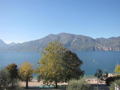 a view of a large body of water with mountains at Residence Villa Margherita in Brenzone sul Garda