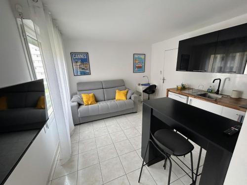 Et opholdsområde på Magnifique studio au bord de mer