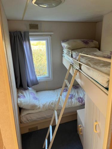 Postel nebo postele na pokoji v ubytování Ty gwyn farm caravan