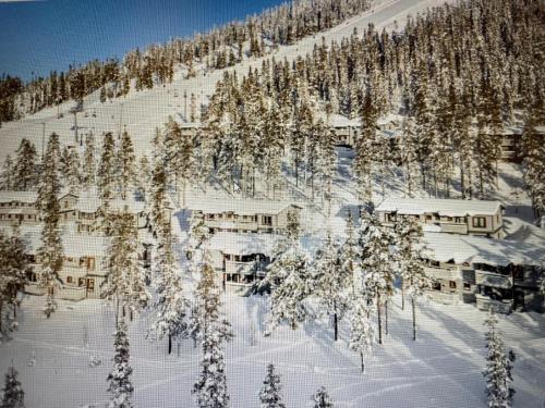 an aerial view of a resort in the snow at SÄLEN, Ski in-Ski out, Lägenhet 12C Grå Byn in Sälen