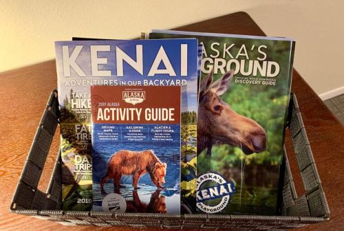 a box of animal supplements on a table at Alaskan Bohemian in Kenai